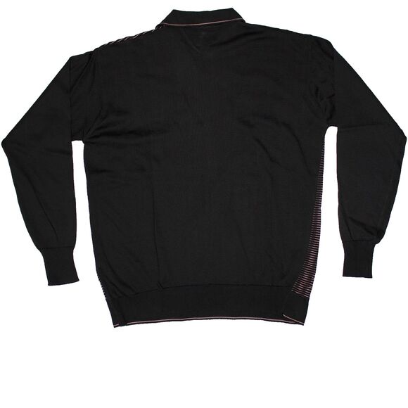 VTG NWT L Virany 60s Style Collared Knit Sweater Black Pink Made in Italy Men XL - Picture 2 of 11